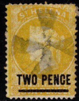 1868 St. Helena Scott #- 36 Queen Victoria 2 Pence/6 Pence Used Windmill Cancel