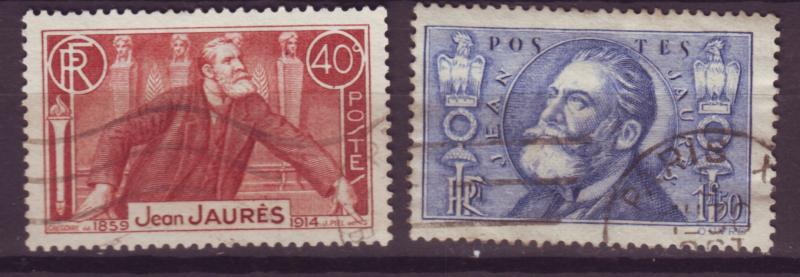 J16249 JLstamps 1936 france set used #313-4 jaures