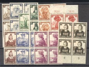 GERMANY #B69-78 Mint NH BLOCKS  - 1935 Costumes  Set