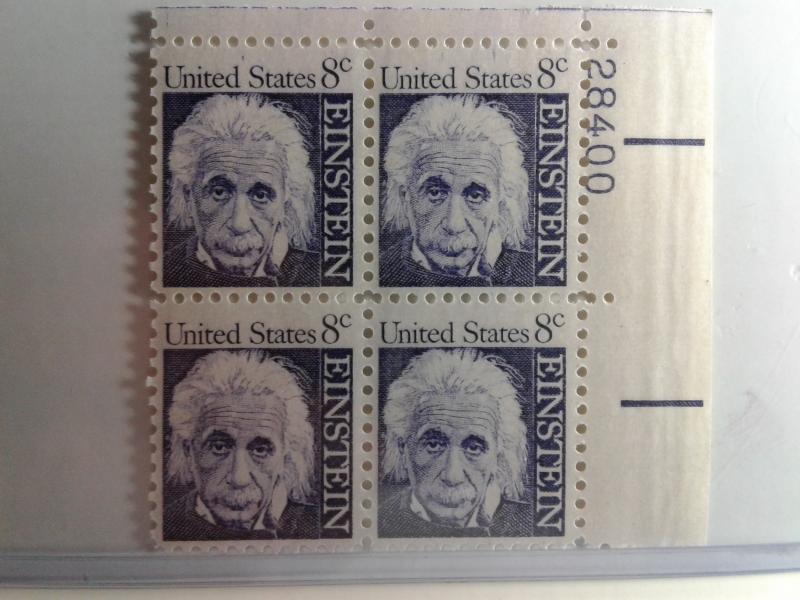 SCOTT # 1285 AMAZING EINSTEIN 8 CENT PLATE BLOCK MINT NEVER HINGED GEM QUALITY