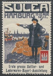 Hamburg, Germany, 1911, Saddlery & Leather Goods Exhibition, Poster Stamp