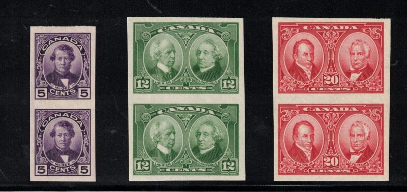 Canada #146a #147a #148a Extra Fine Never Hinged Imperf Pairs *With Certificate*