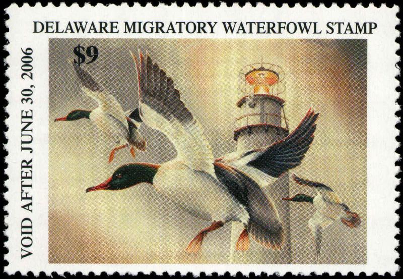 DELAWARE #26 2005 STATE DUCK MERGANSER / LIGHTHOUSE by Joanna Rivera 