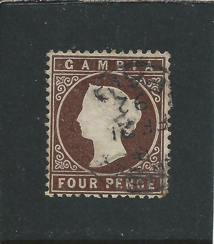 GAMBIA 1880-81 4d BROWN CROWN TO LEFT GU SG 15Aw CAT £65