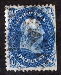 US- STAMP, 1861 Benjamin Franklin 1c dark blue, Scott # 63b, catalog 900, -usd,