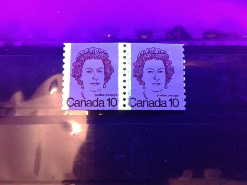 Canada #605iii 10c Dark Carmine QE2 Caricature Coil Pr Missing Tag Bar VF-75 NH