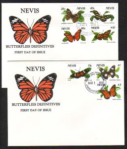 Nevis, Scott cat. 644-5, 647-50,.652. Bfly Definitive issue. First day cover. ^