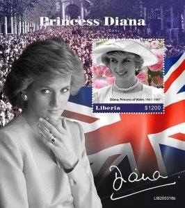 Liberia 2020 MNH Royalty Stamps Princess Diana Prince William 1v S/S