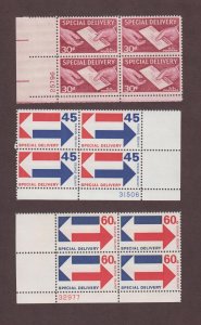 US, E21, E22, E23, PLATE BLOCK , MNH, VF, SPECIAL DELIVERY