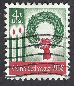 United States #1205 4¢ Christmas - Wreath (1962). Used.