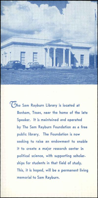 US FDC #1202 #M25 Sam Rayburn Library Cachet Bonham, TX Sam Rayburn  Unaddressed