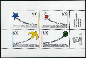 Chile 1132 ad sheet,MNH.Michel 1641-1644 klb. Women's Year 1995.Bird,Sun.