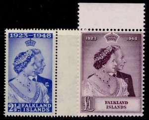 FALKLAND ISLANDS GVI SG166-167, 1949 ROYAL SILVER WEDDING set, NH MINT. Cat £92.