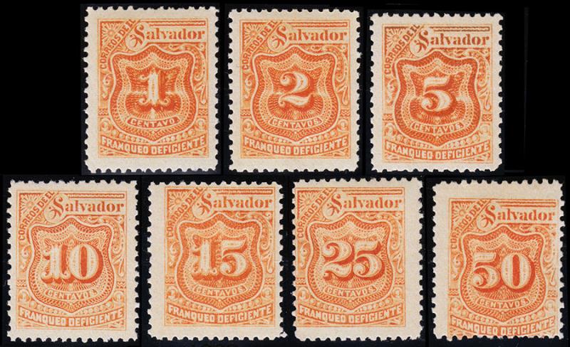 El Salvador Scott J49-50, J52-56 (1899) Mint H F-VF