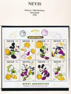 DISNEY NEVIS 1118-1123 MINT NH MICKEY'S 70TH BIRTHDAY