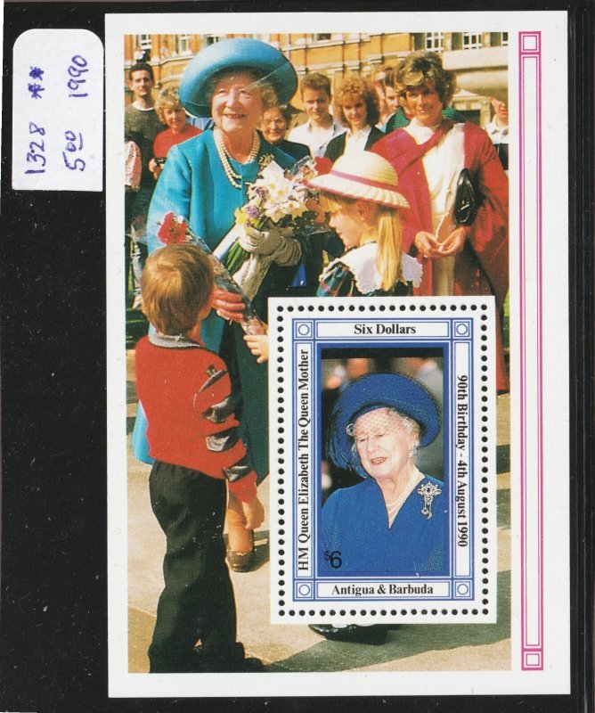 1990 Antigua & Barbuda Sc# 1328 m/s - $6, Queen Mother 90th Birthday. MNH Cv$5