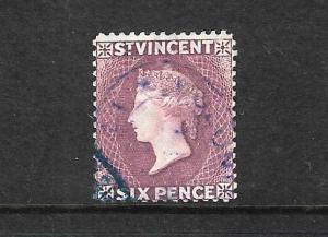 ST VINCENT 1885-93 6d VIOLET QV FU  SG 52