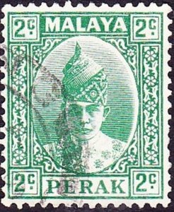 MALAYA PERAK 1941 KGVI 3c Green SG106 Used