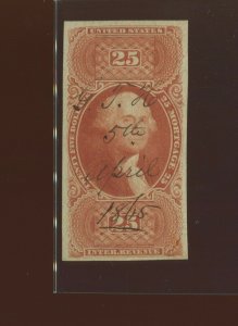 R100a $25 Mortgage Revenue Imperf Used Stamp with 2 PF Certs (Bz 253)