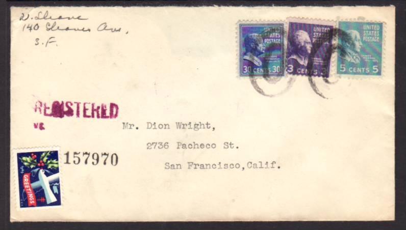 San Francisco,CA 1949 Prexie Registered Cover