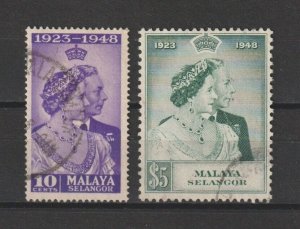 MALAYA SELANGOR 1948 SG 88/9 USED Cat £25.30