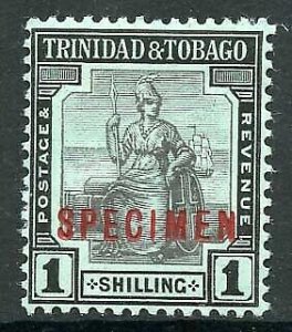 Trinidad and Tobago SG154a 1/- white back Opt SPECIMEN Fresh M/M