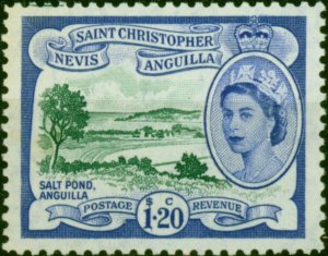 St Kitts Nevis 1954 $1.20 Deep Green & Ultramarine SG117 V.F MNH