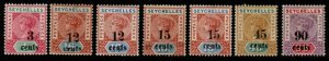 SEYCHELLES SG15/21 1893 SURCHARGE SET MTD MINT