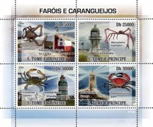 SAO TOME E PRINCIPE 2009 SHEET LIGHTHOUSES CRABS MARINE LIFE st9114a