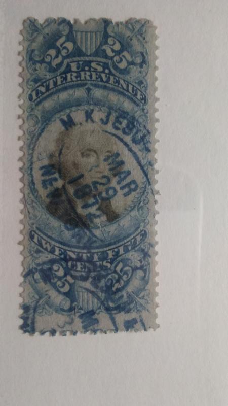 SCOTT # R 112 USED REVENUE STAMP POST MARKED 1872