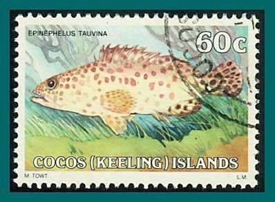 Cocos 1980 Fish 4, 60c used #48,SG45a