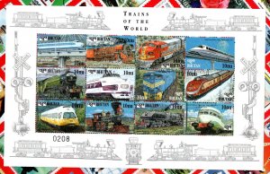 BHUTAN - 1999 - M/S - TRAINS OF THE WORLD - TRAINS -