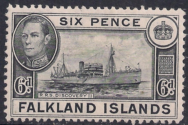 Falkland Islands 1949 KGV1 6d Discovery 11 MM SG 156 ( F264 )