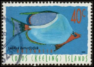 Cocos Islands 306 - Used - 40c Saddled Butterflyfish (1995) (cv $0.95)