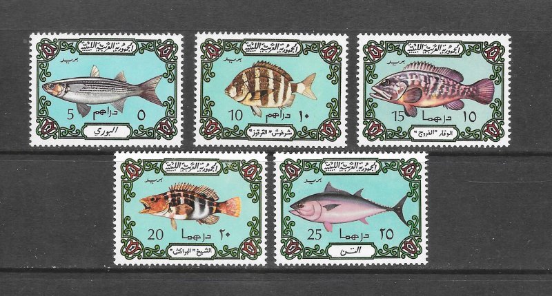 FISH - LIBYA #526-30  MNH
