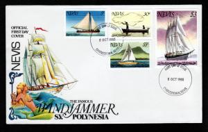 Nevis # 114-117 FDC Windjammer!