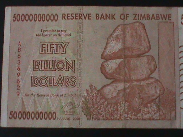​ZIMBABWE-2008-RESERVE BANK OF ZIMBABWE-50 BILLION DOLLARS-LT. CIRCULATED-VF