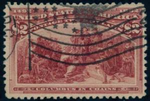 US Scott #242 Used, VF, Clear Flag Cxl, PSE (Graded 80)