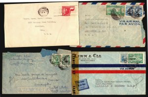 URUGUAY 26 AIRMAIL COVER LOT PLUNA  CENSOR OFFICIAL PANAGRA MILITARY MAIL TO USA
