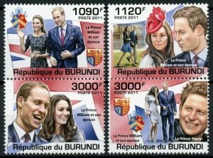 Burundi Royalty Stamps 2011 MNH Prince William & Kate Royal Couple Harry 4v Set