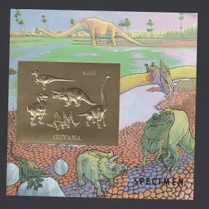 Guyana 1994 Jurassic Park Dinosaur deluxe card Gold foil SPECIMEN