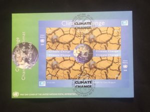 D) 2008, UNITED NATIONS, FIRST DAY COVER, ISSUE, CLIMATE CHANGE, BLOCK OF