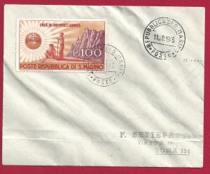 1946 SAN MARINO, No. 296 UNRRA on untraveled letter