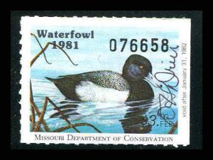 Missouri 1981 - State Waterfowl Duck Stamp - Used