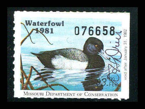 Missouri 1981 - State Waterfowl Duck Stamp - Used