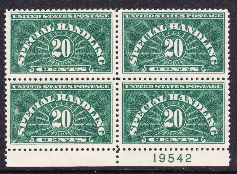 United States 1928 Special Handling Plate Number Blocks QE1-QE3