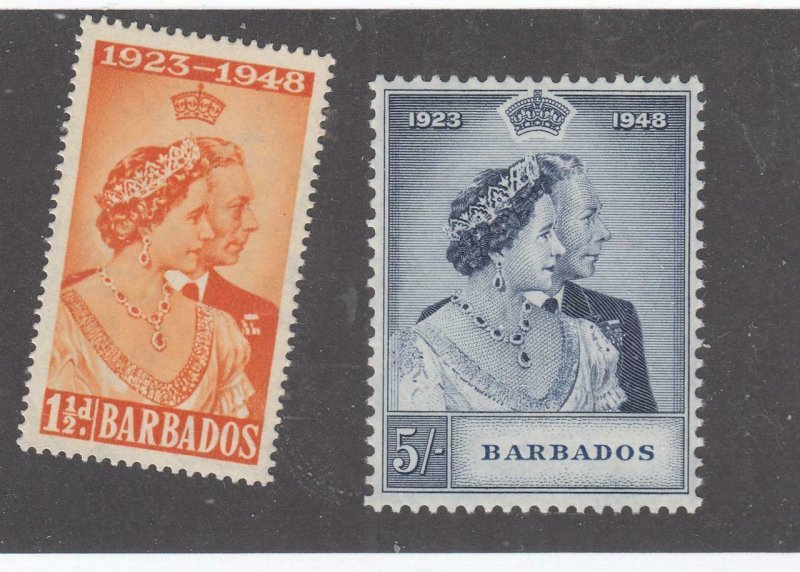 BARBADOS # 210-211 VF-MNH 1948 KING GEORGE VI SILVER WEDDING-SET#2 CAT VALUE $18