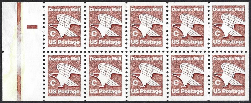 United States 1848a C (20¢) Stylized Eagle (1981). Booklet pane of 10. MNH