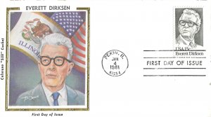 1981 FDC, #1874, 15c Everett Dirksen, 4 diff. cachets