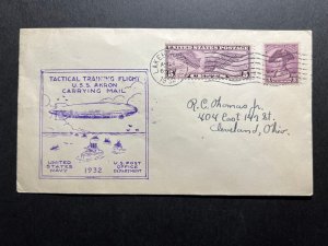 1932 USA Zeppelin Cover USS Akron Lakehurst NJ to Cleveland OH Training Flight 2